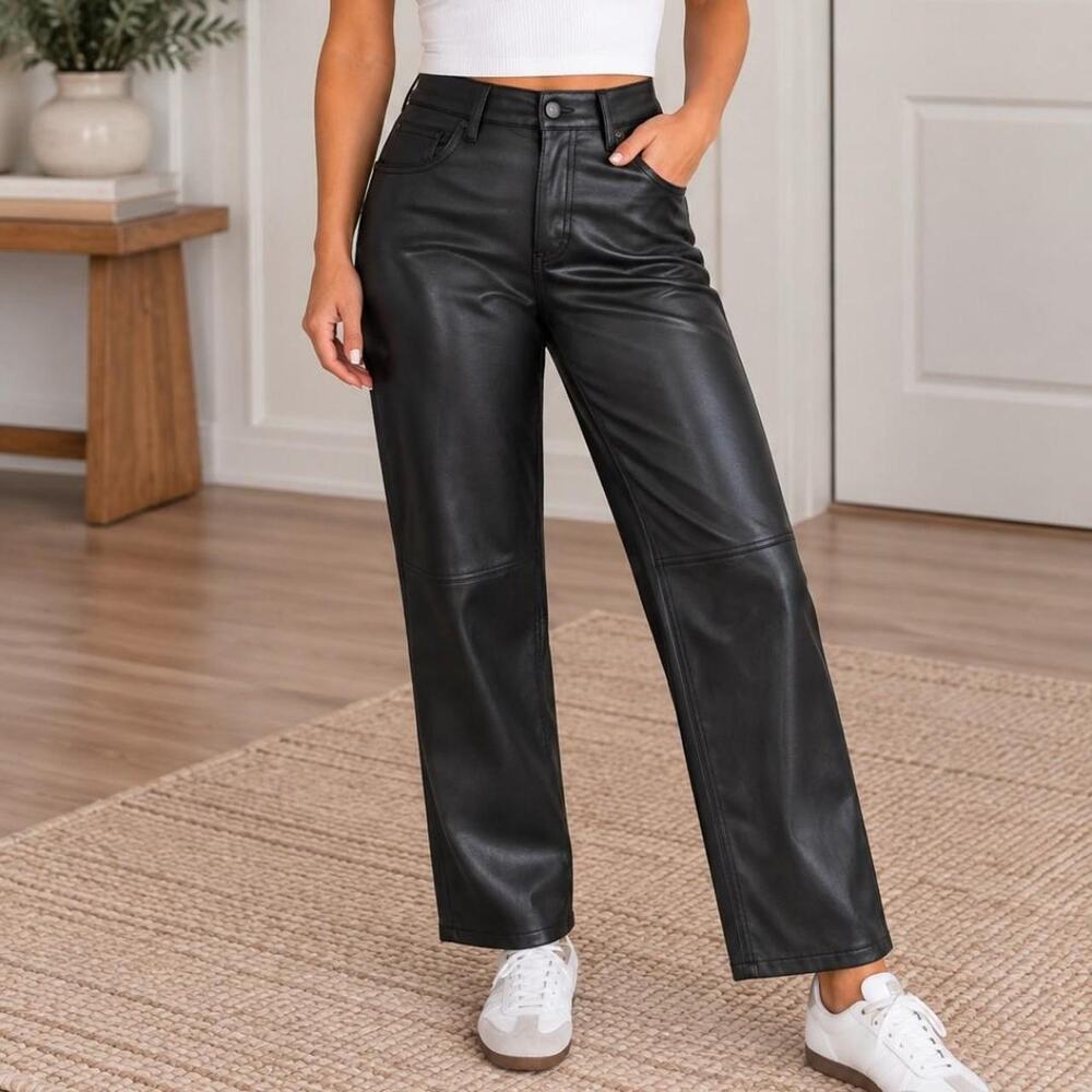 Gap black faux leather pants